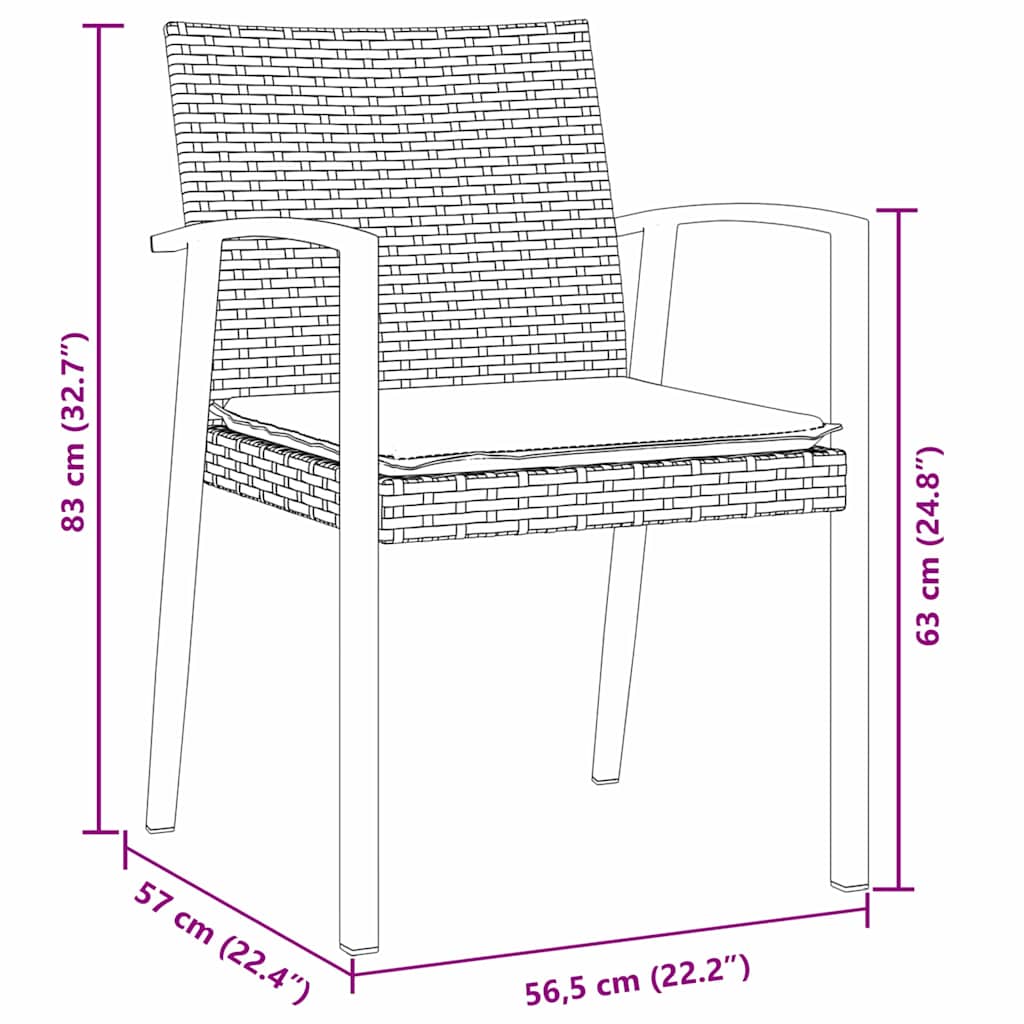 Kert étkező szett 5 pcs Fekete és Szürke PE Rattan