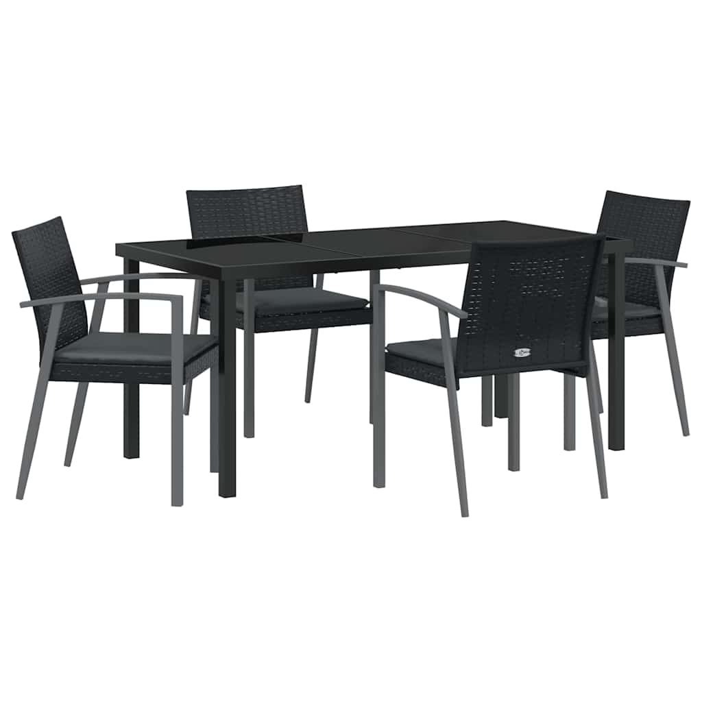 Kert étkező szett 5 pcs Fekete és Szürke PE Rattan