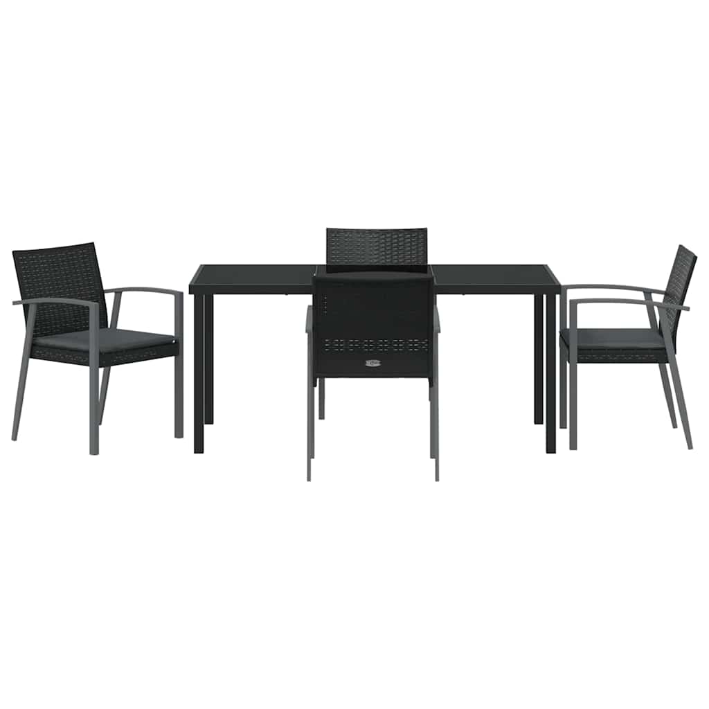 Kert étkező szett 5 pcs Fekete és Szürke PE Rattan