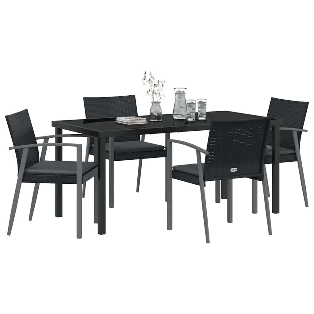 Kert étkező szett 5 pcs Fekete és Szürke PE Rattan