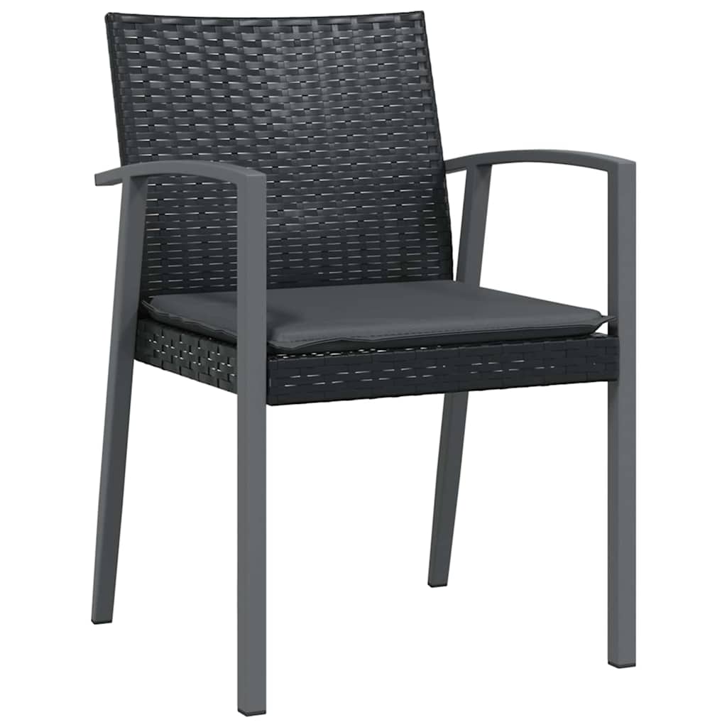 Kert étkező szett 7 pcs Fekete és Szürke PE Rattan