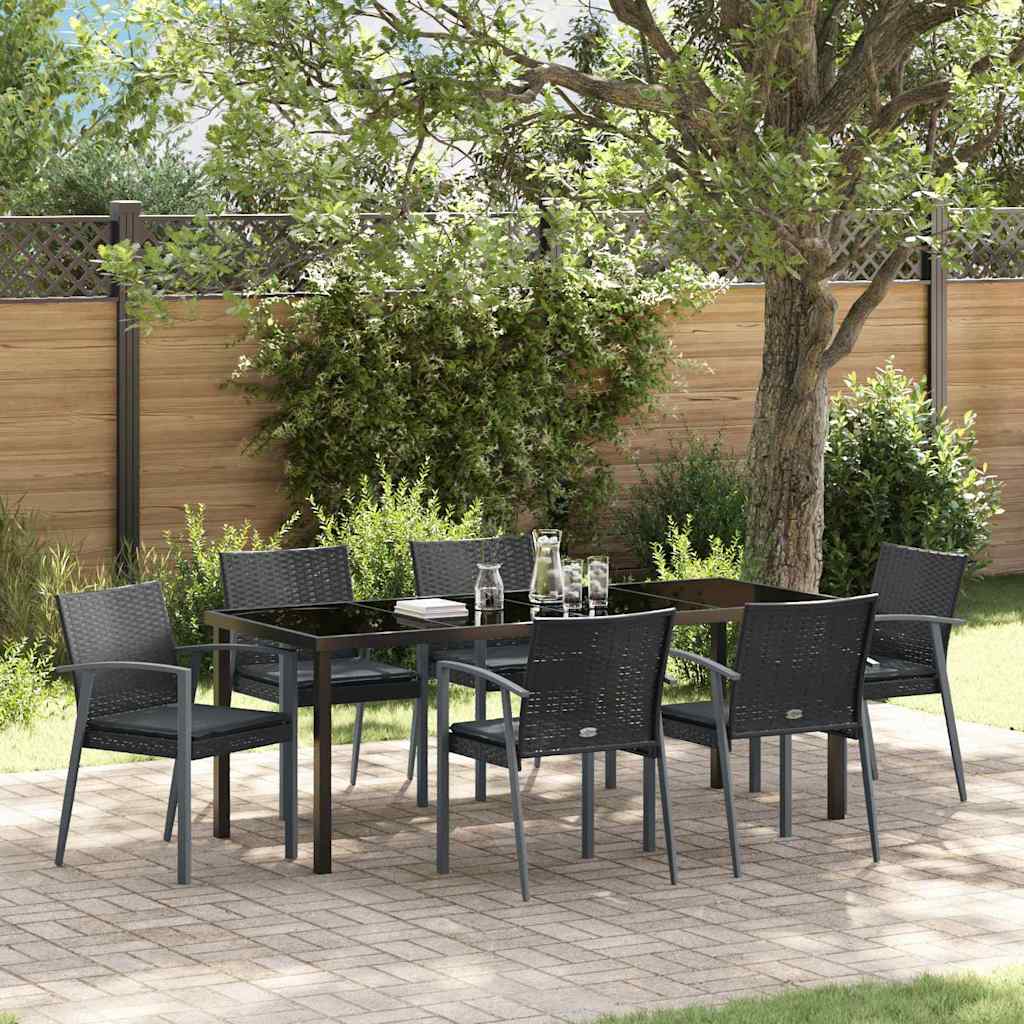 Kert étkező szett 7 pcs Fekete és Szürke PE Rattan