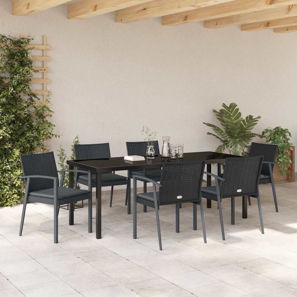 Kert étkező szett 7 pcs Fekete és Szürke PE Rattan