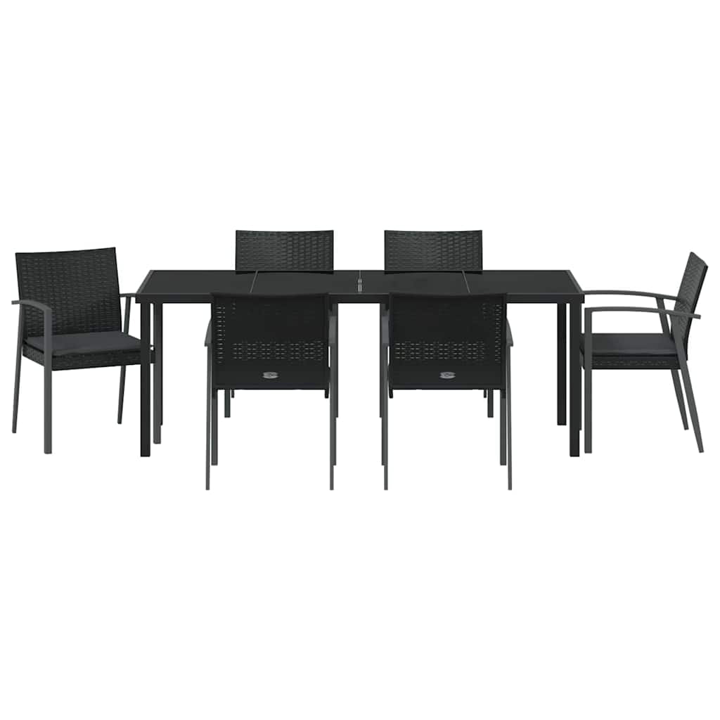 Kert étkező szett 7 pcs Fekete és Szürke PE Rattan