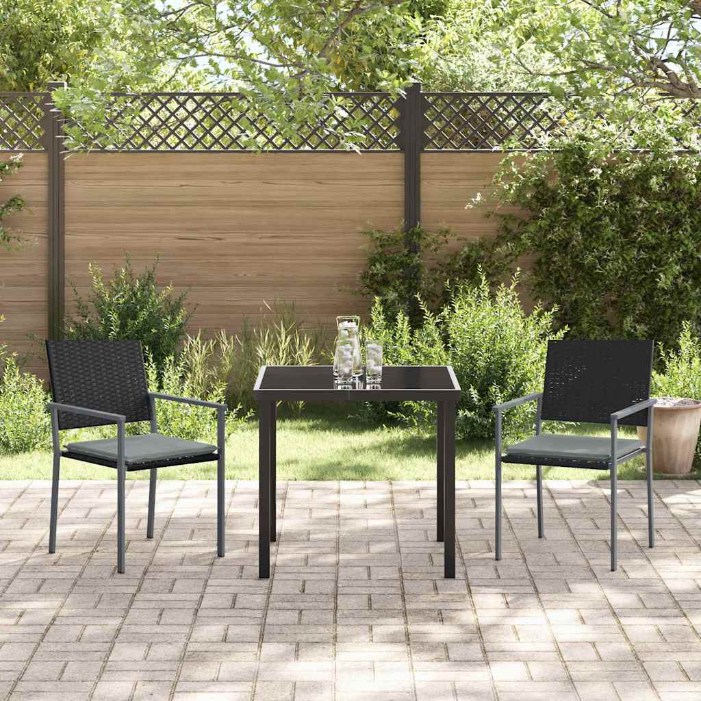 Kert étkező szett 3 pcs Fekete és Világosszürke PE Rattan
