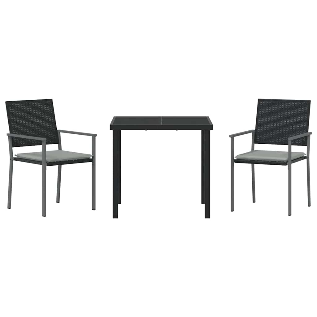 Kert étkező szett 3 pcs Fekete és Világosszürke PE Rattan