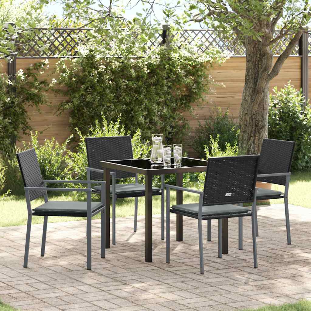 Kert étkező szett 5 pcs Fekete és Világosszürke PE Rattan