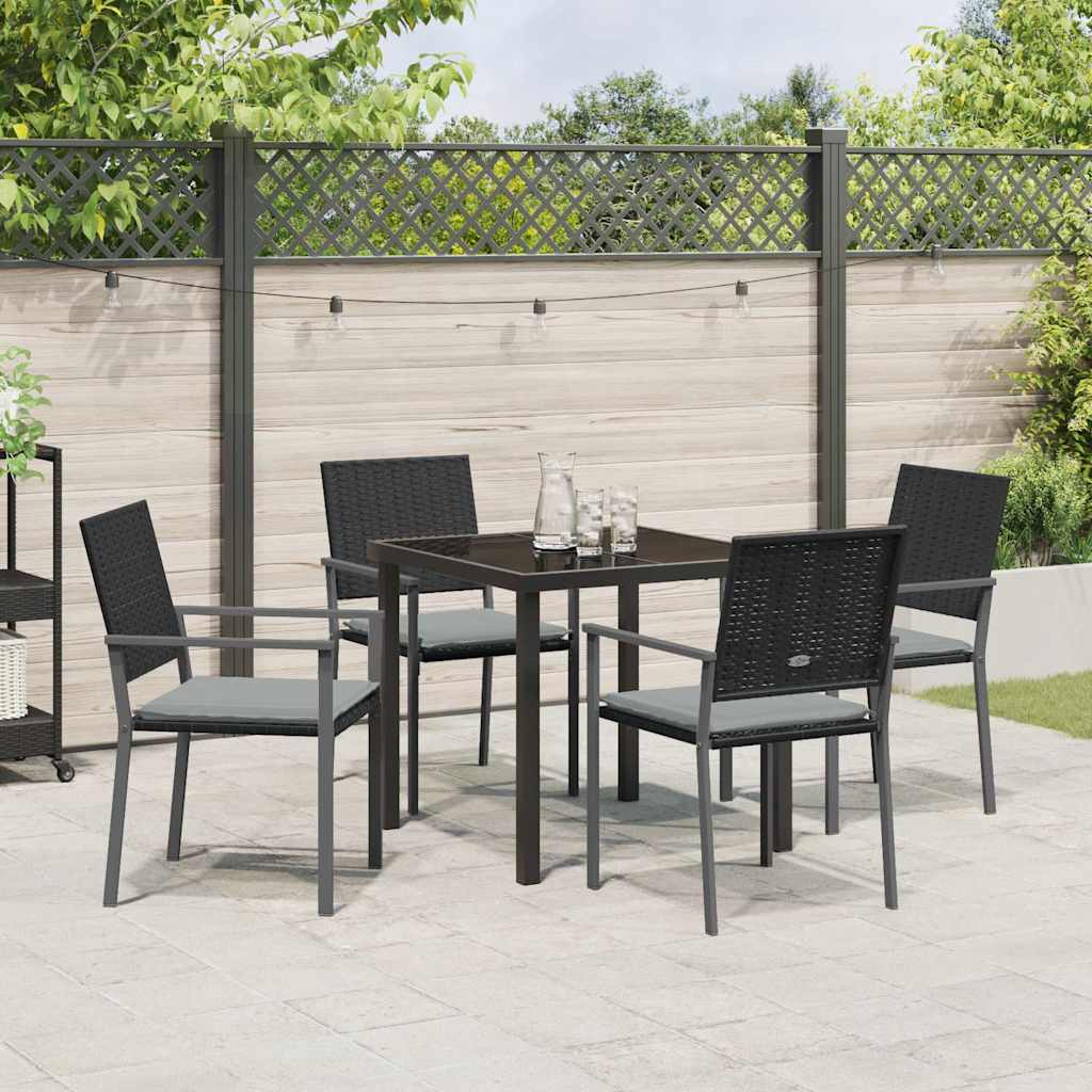 Kert étkező szett 5 pcs Fekete és Világosszürke PE Rattan