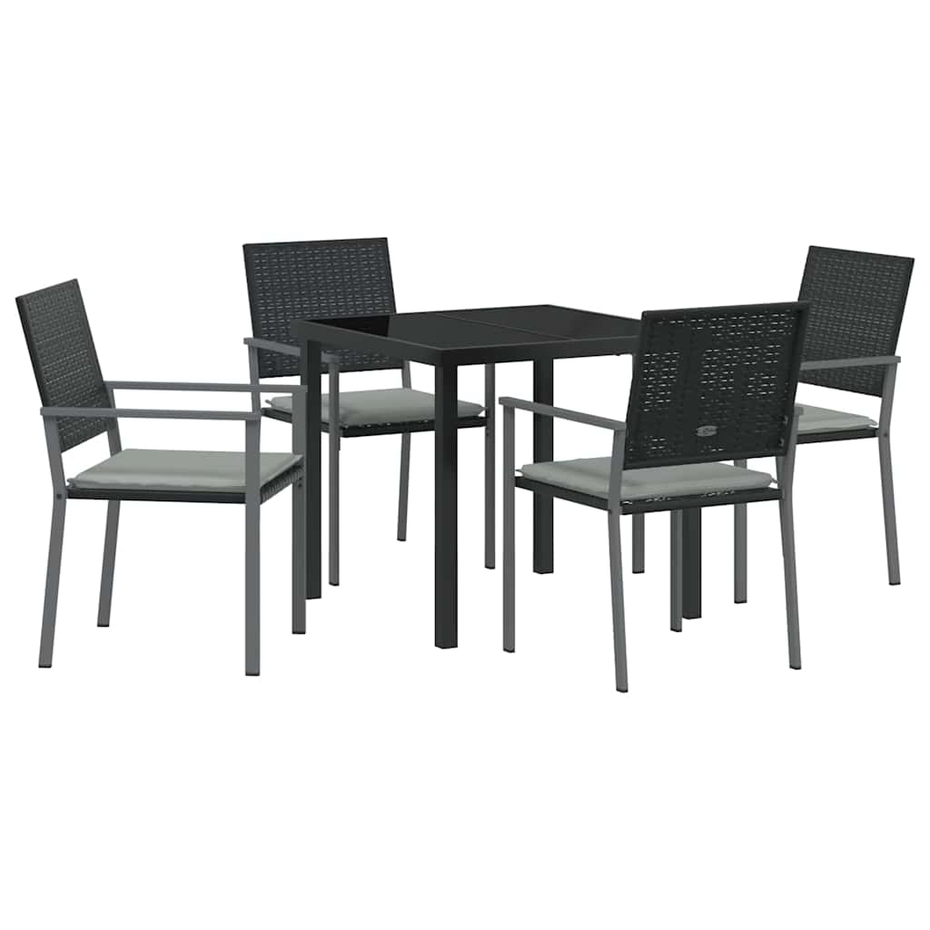 Kert étkező szett 5 pcs Fekete és Világosszürke PE Rattan