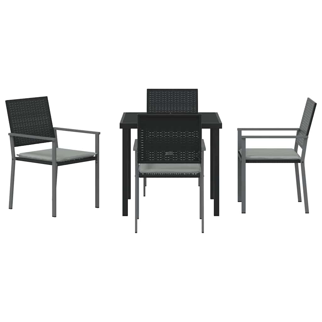 Kert étkező szett 5 pcs Fekete és Világosszürke PE Rattan