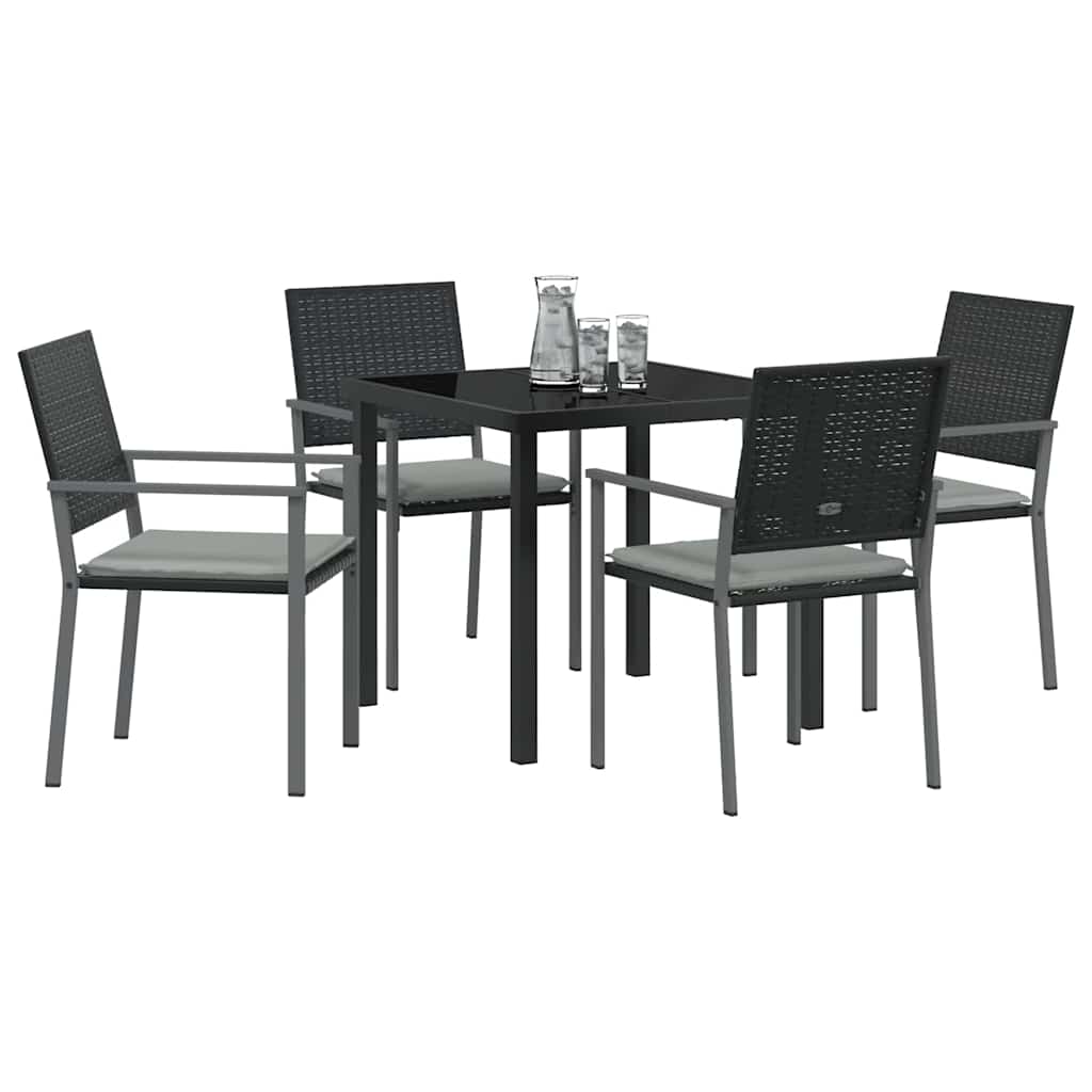 Kert étkező szett 5 pcs Fekete és Világosszürke PE Rattan