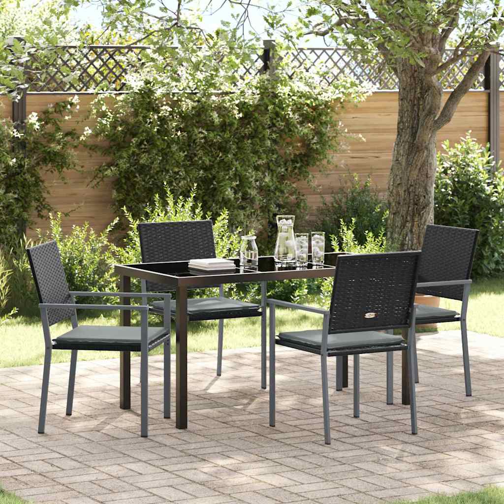 Kert étkező szett 5 pcs Fekete és Világosszürke PE Rattan