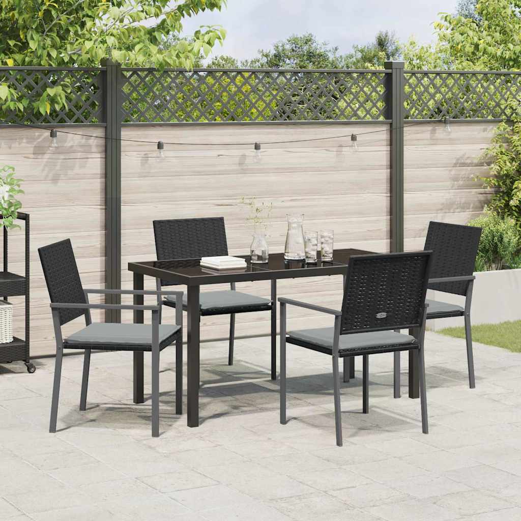 Kert étkező szett 5 pcs Fekete és Világosszürke PE Rattan