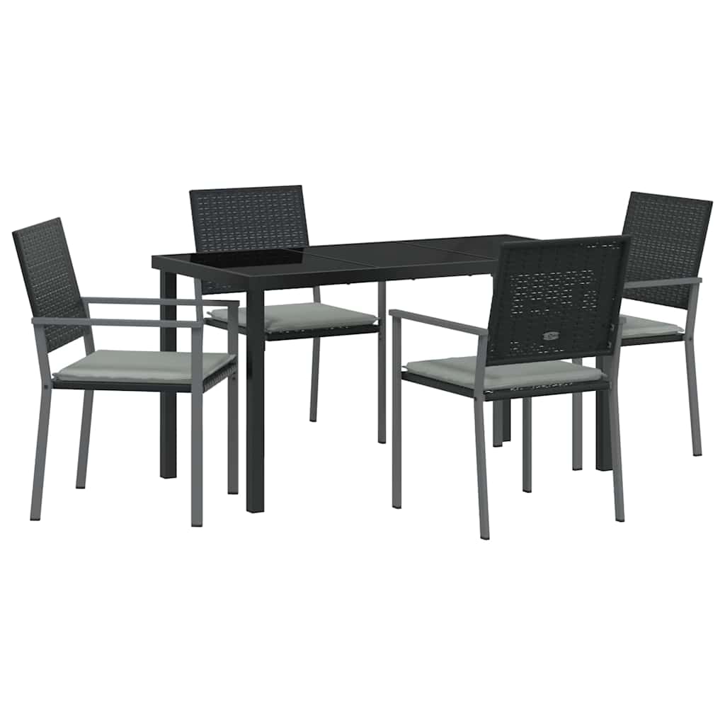 Kert étkező szett 5 pcs Fekete és Világosszürke PE Rattan