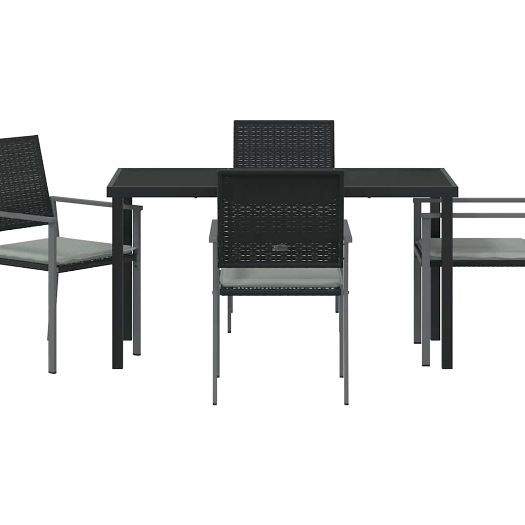 Kert étkező szett 5 pcs Fekete és Világosszürke PE Rattan