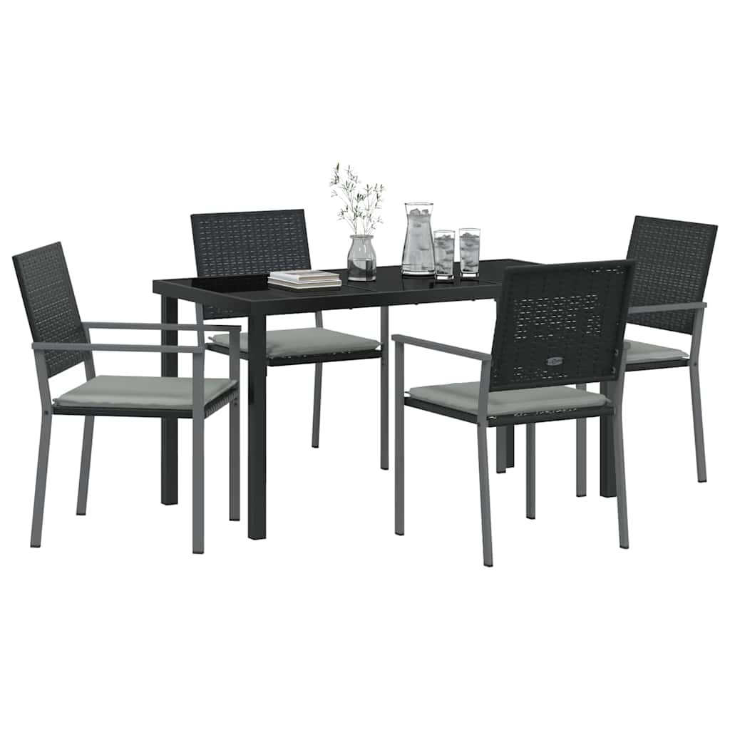 Kert étkező szett 5 pcs Fekete és Világosszürke PE Rattan