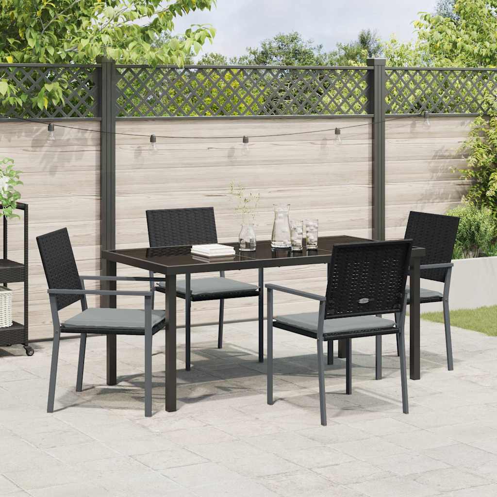 Kert étkező szett 5 pcs Fekete és Világosszürke PE Rattan