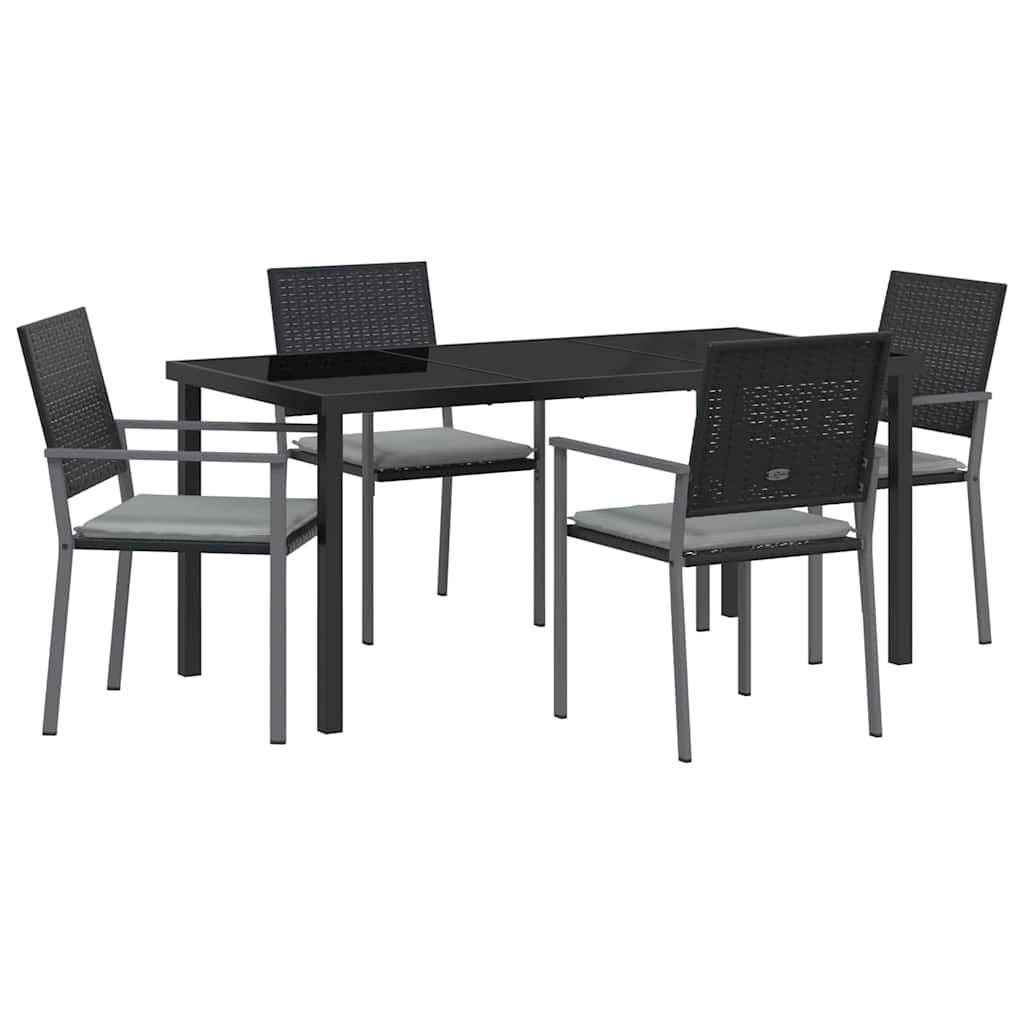 Kert étkező szett 5 pcs Fekete és Világosszürke PE Rattan