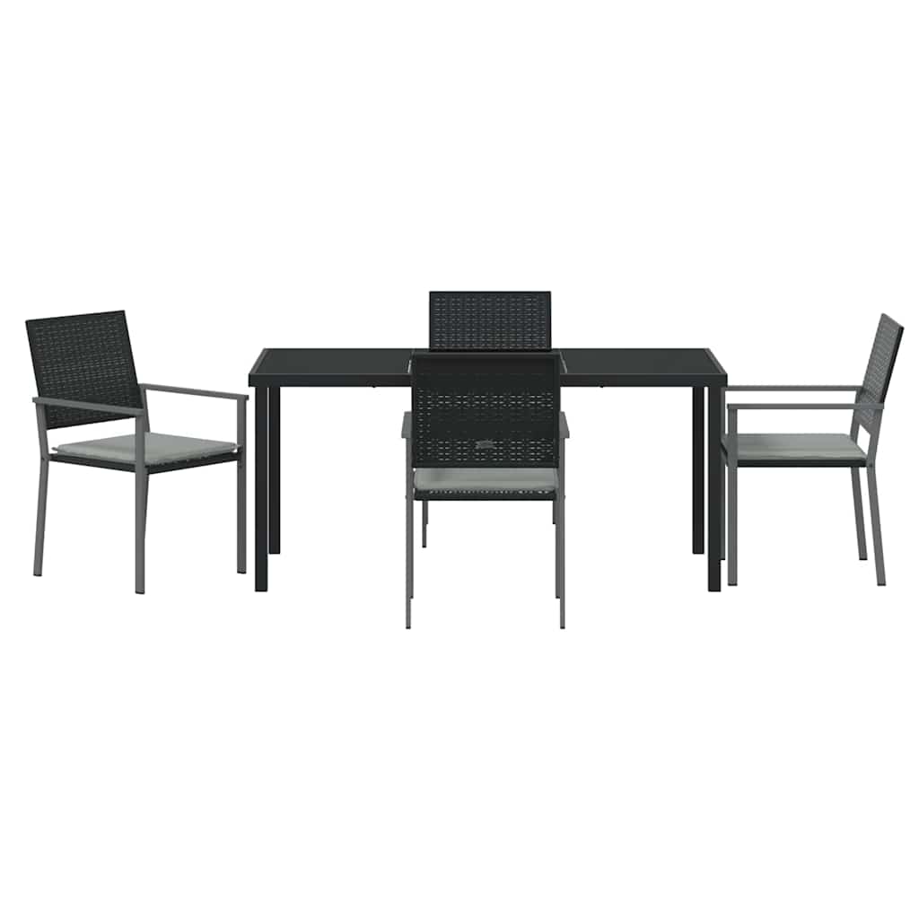 Kert étkező szett 5 pcs Fekete és Világosszürke PE Rattan