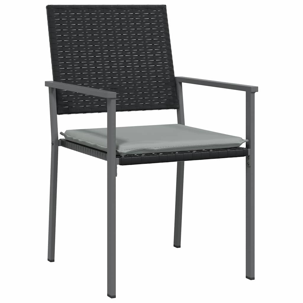Kert étkező szett 7 pcs Fekete és Világosszürke PE Rattan