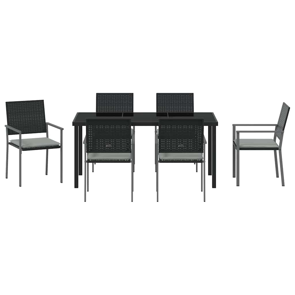Kert étkező szett 7 pcs Fekete és Világosszürke PE Rattan