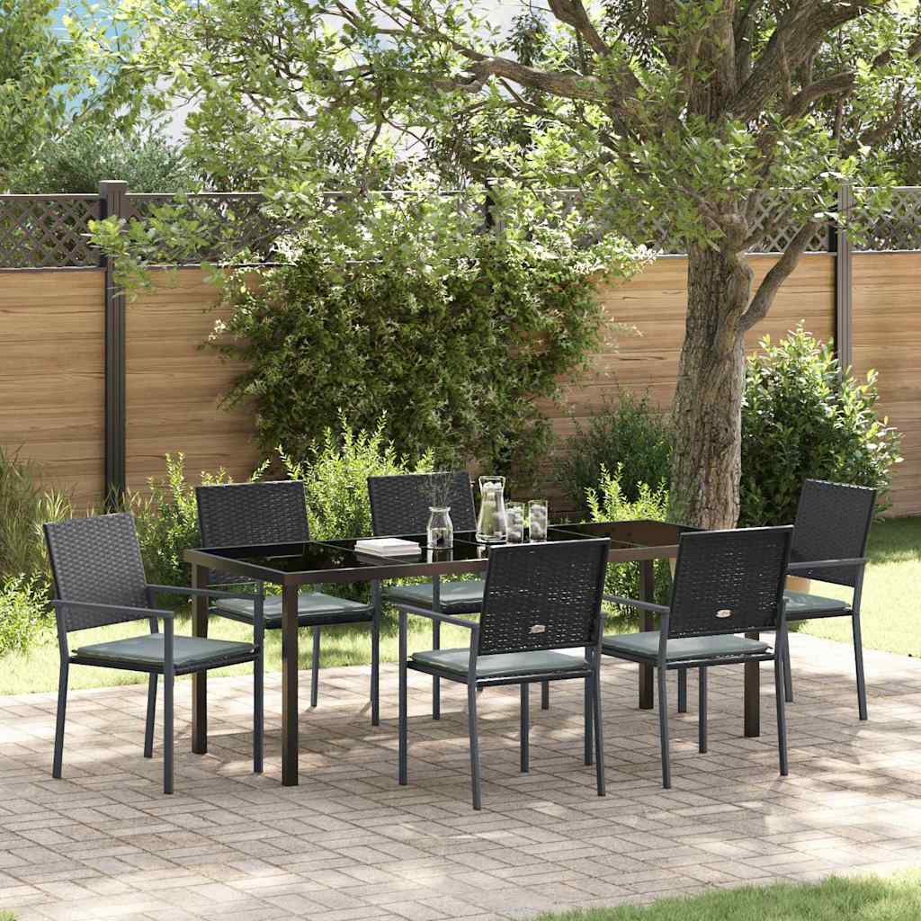 Kert étkező szett 7 pcs Fekete és Világosszürke PE Rattan
