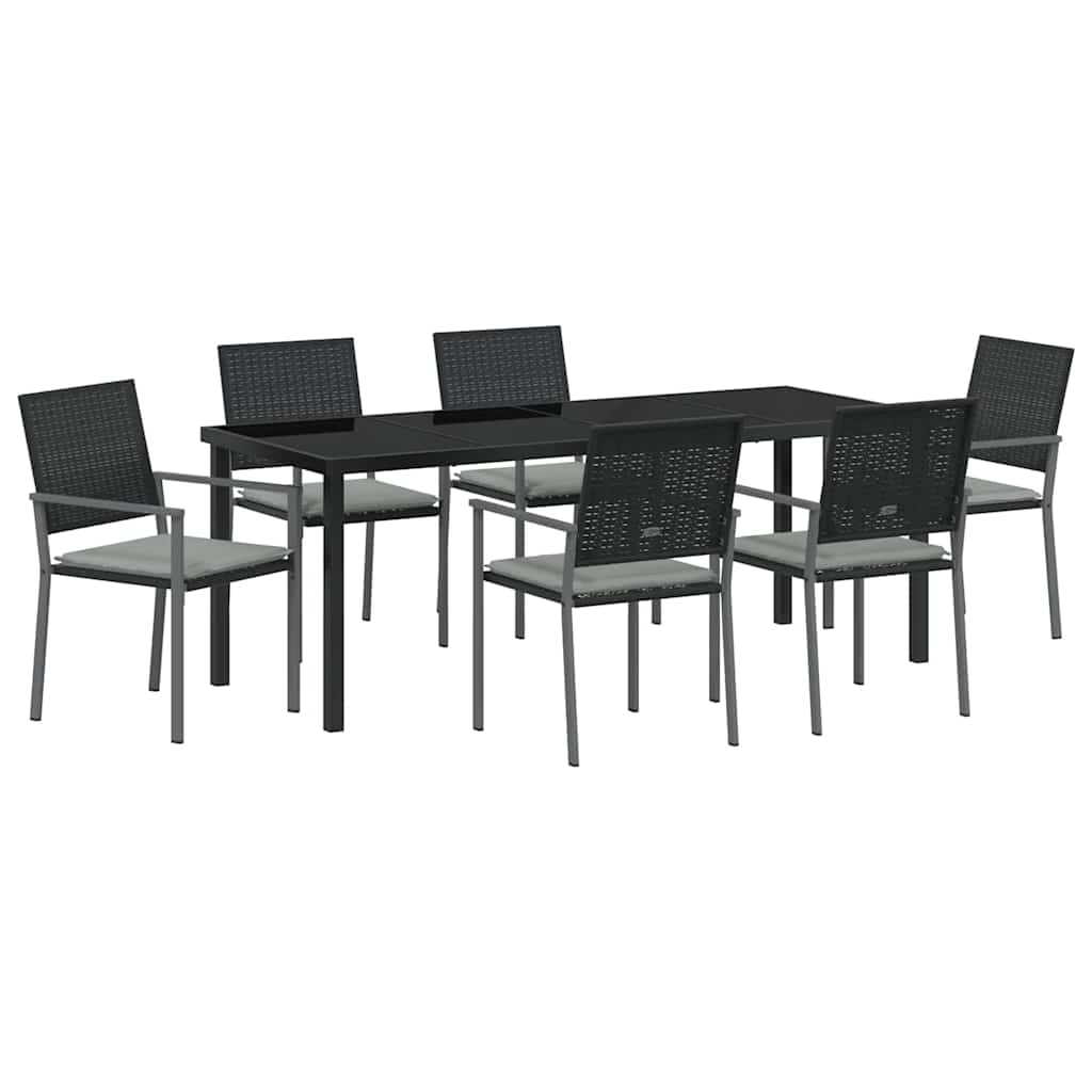Kert étkező szett 7 pcs Fekete és Világosszürke PE Rattan