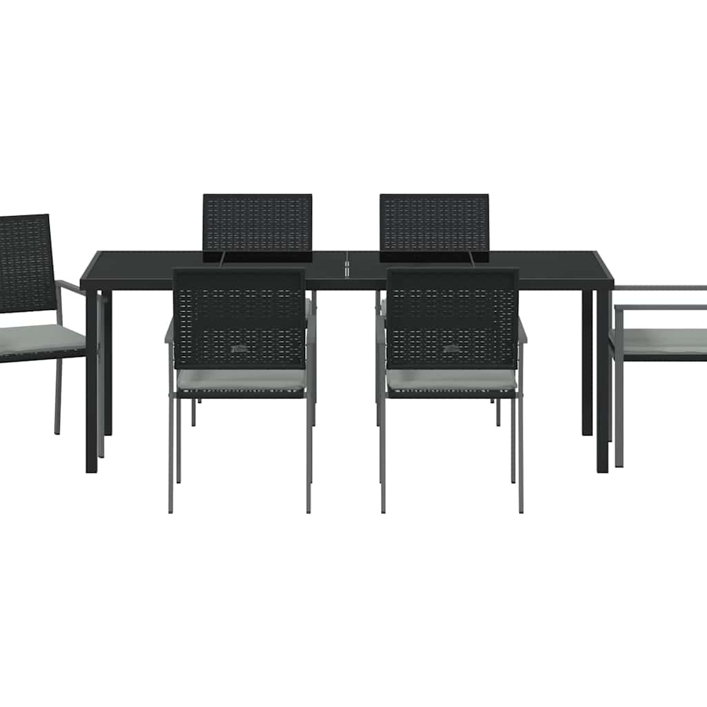 Kert étkező szett 7 pcs Fekete és Világosszürke PE Rattan