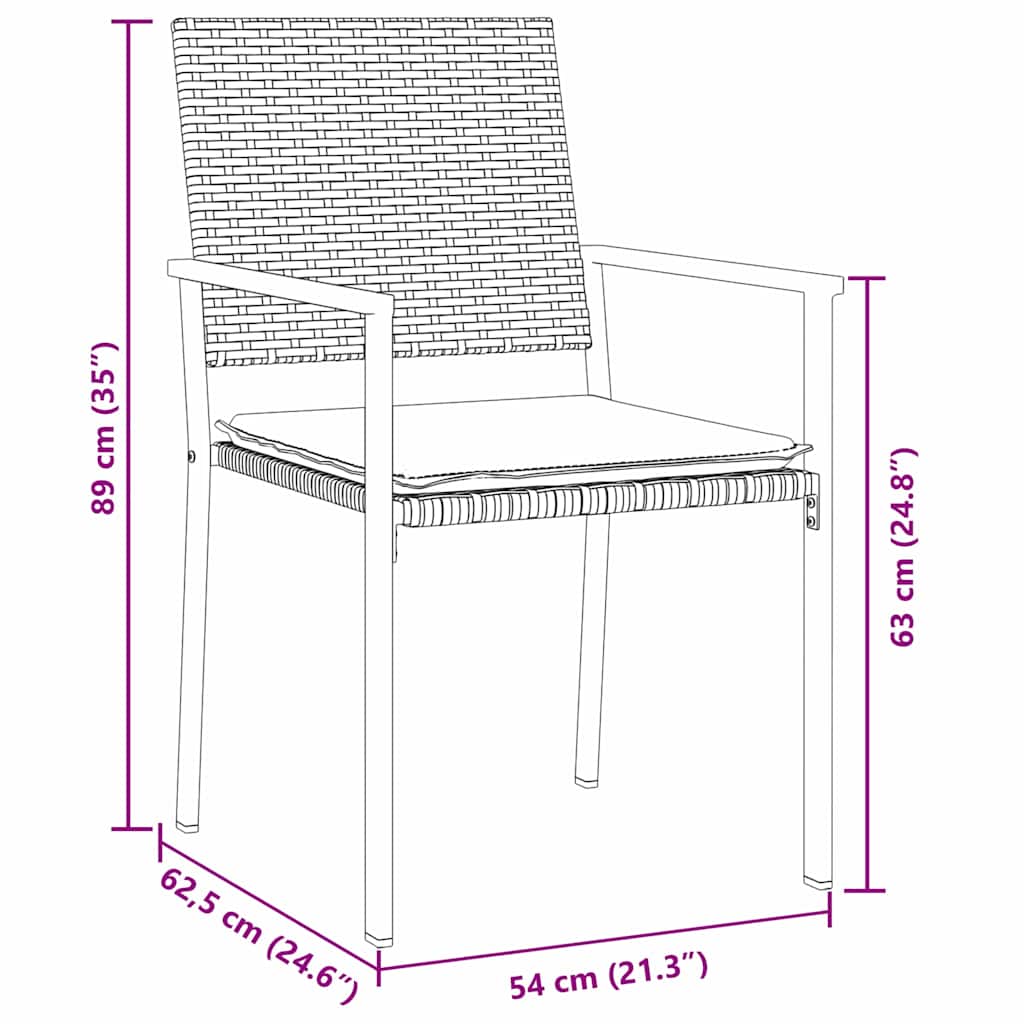 Kert étkező szett 9 pcs Fekete és Világosszürke PE Rattan