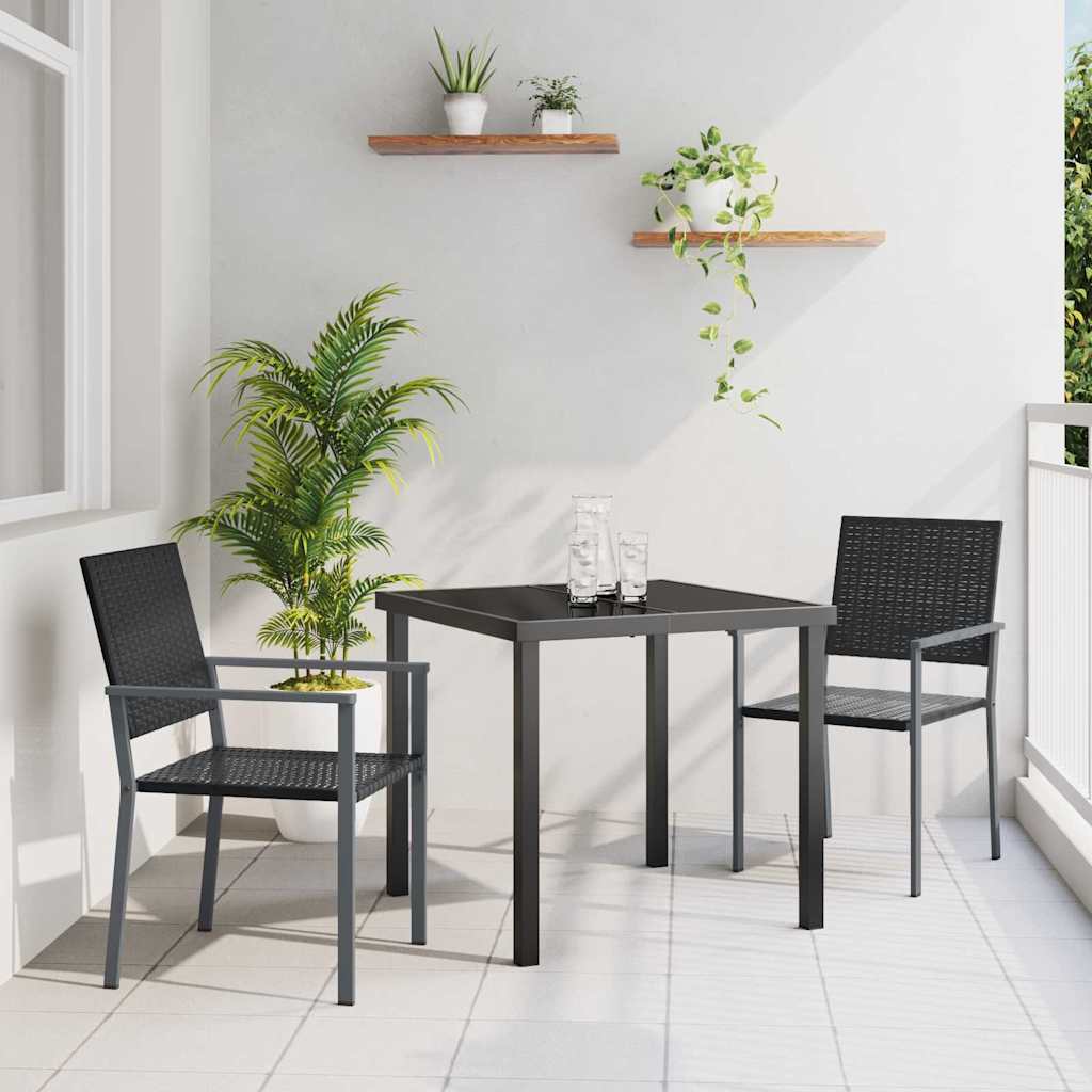 Kert étkező szett 3 pcs Fekete PE Rattan
