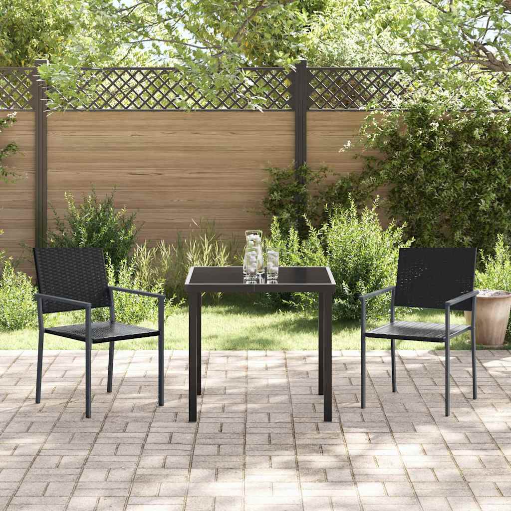 Kert étkező szett 3 pcs Fekete PE Rattan