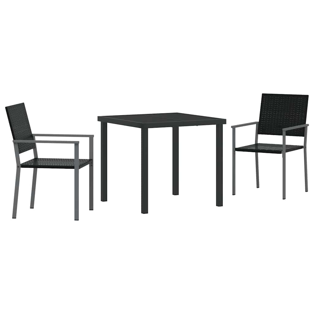 Kert étkező szett 3 pcs Fekete PE Rattan