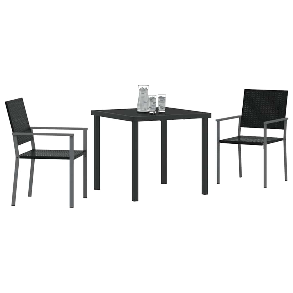Kert étkező szett 3 pcs Fekete PE Rattan