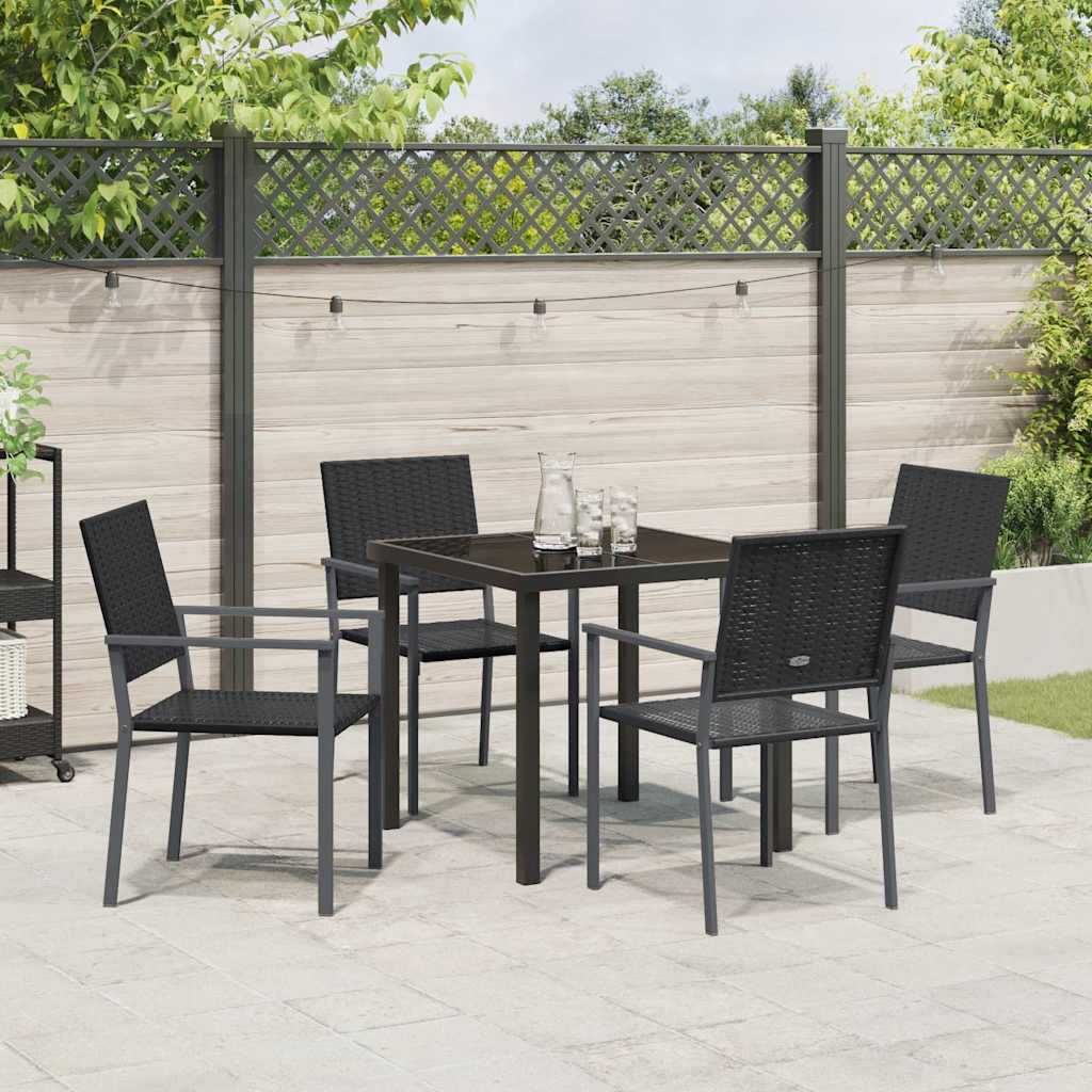Kert étkező szett 5 pcs Fekete PE Rattan