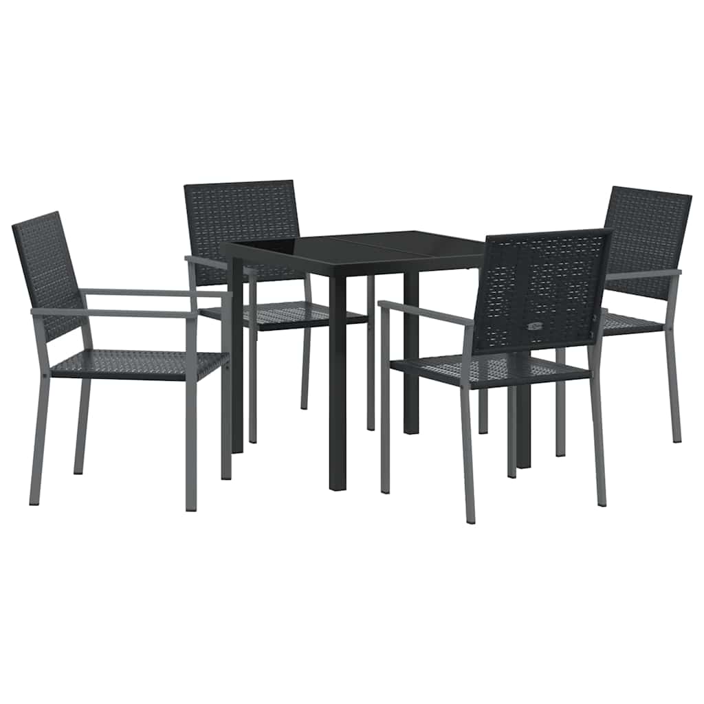 Kert étkező szett 5 pcs Fekete PE Rattan