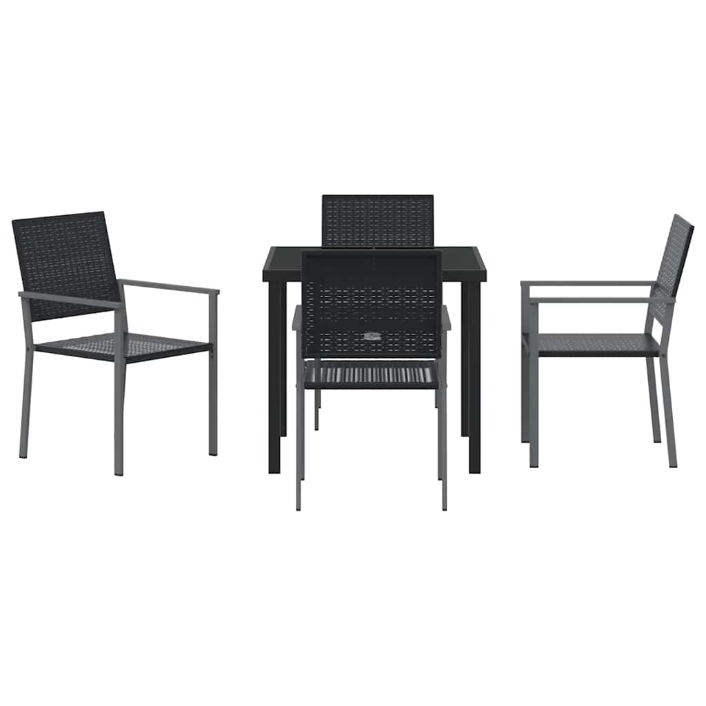Kert étkező szett 5 pcs Fekete PE Rattan