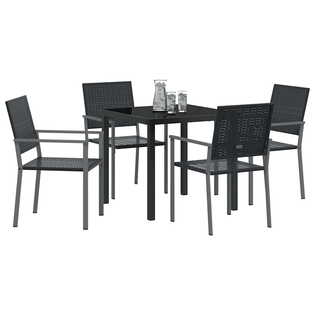 Kert étkező szett 5 pcs Fekete PE Rattan