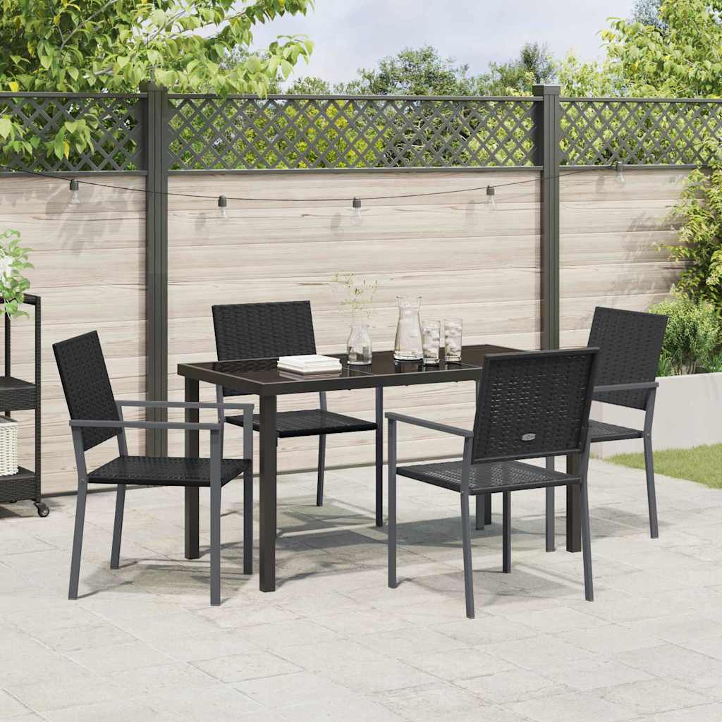 Kert étkező szett 5 pcs Fekete PE Rattan