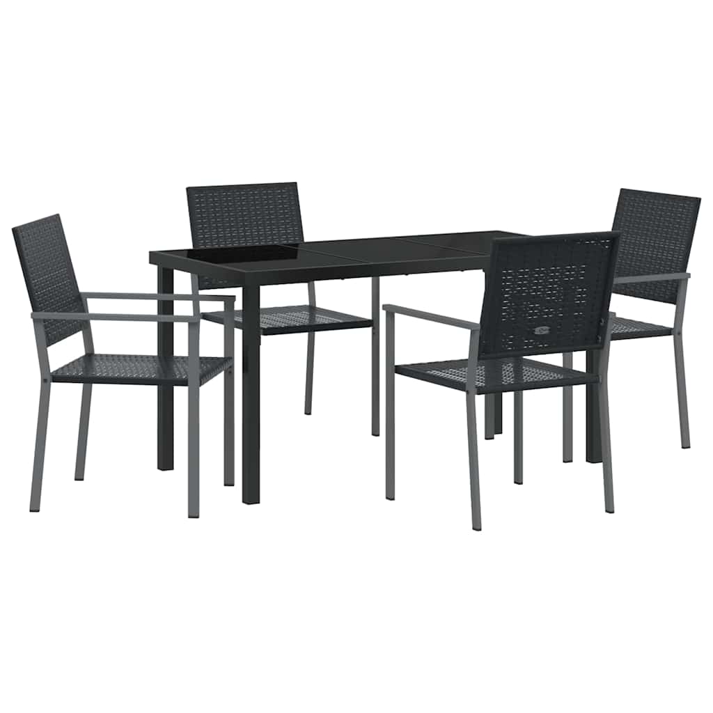 Kert étkező szett 5 pcs Fekete PE Rattan