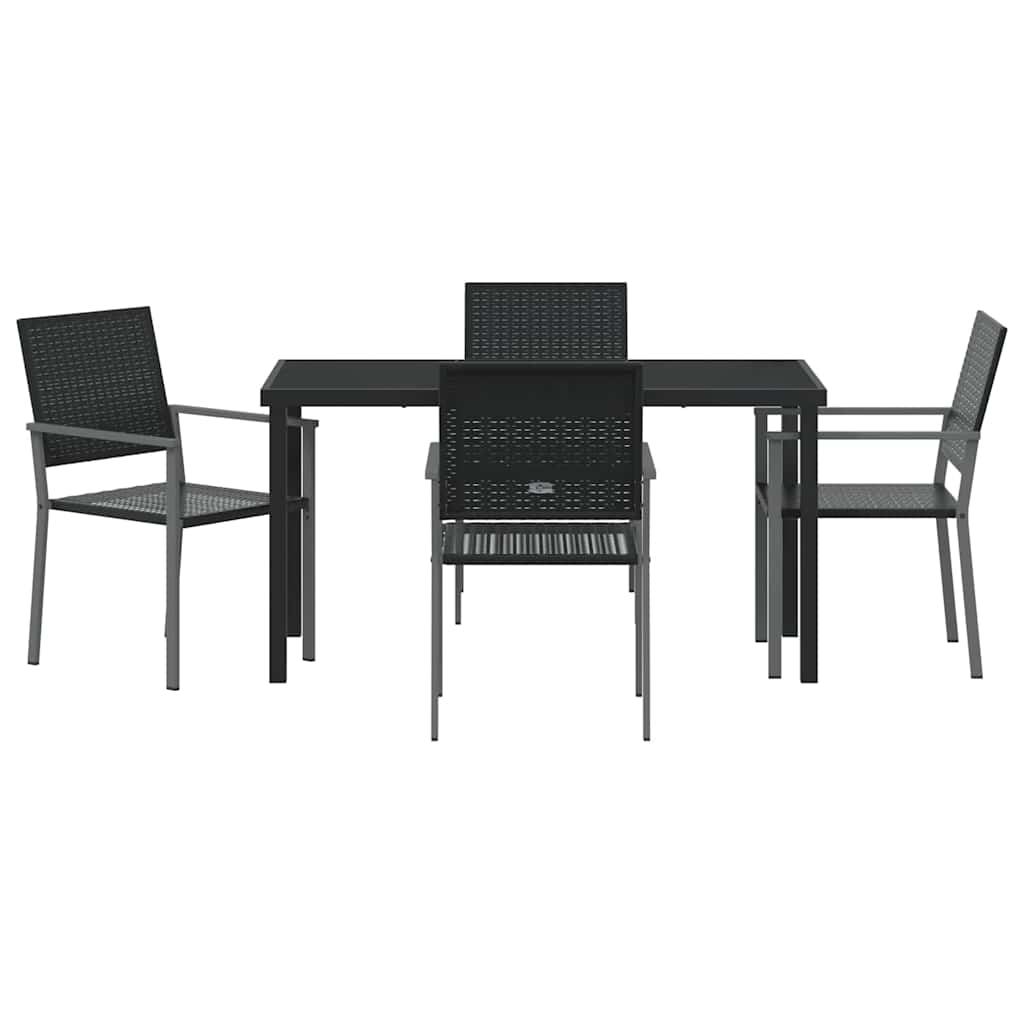Kert étkező szett 5 pcs Fekete PE Rattan