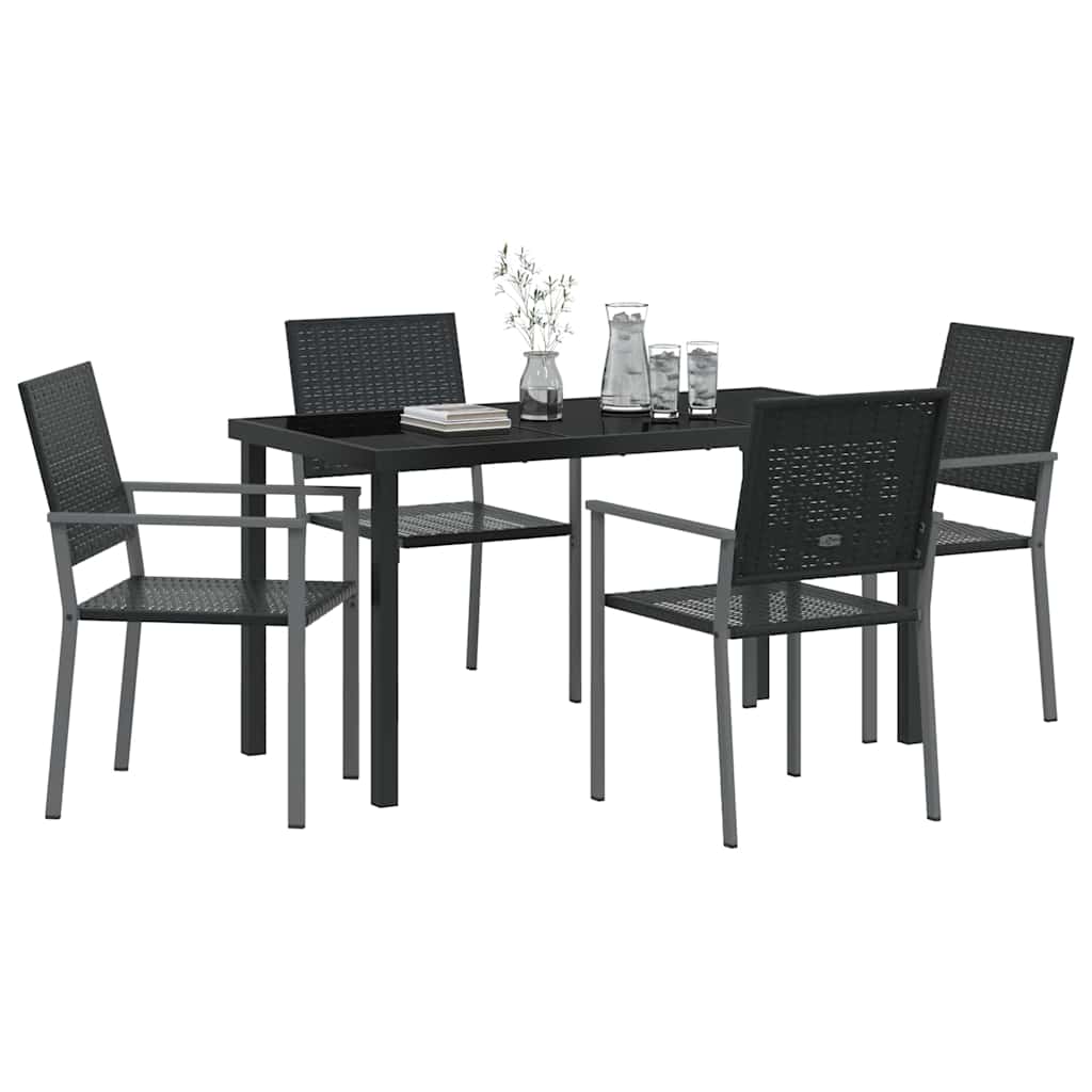 Kert étkező szett 5 pcs Fekete PE Rattan