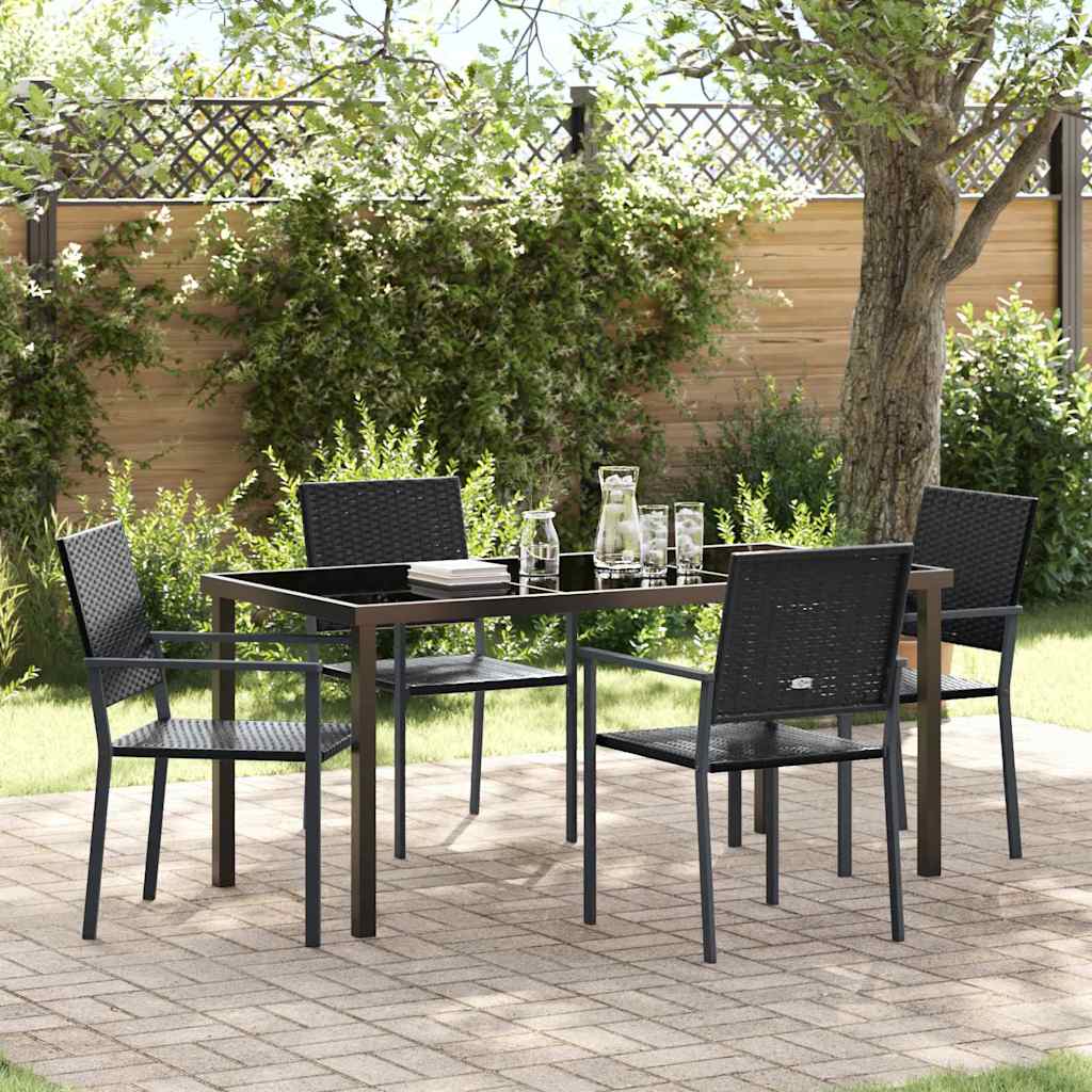 Kert étkező szett 5 pcs Fekete PE Rattan