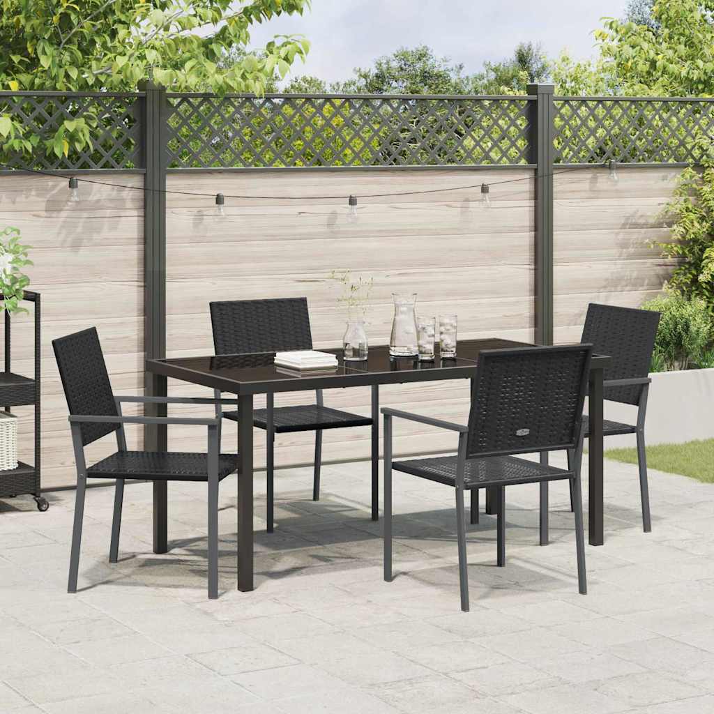 Kert étkező szett 5 pcs Fekete PE Rattan