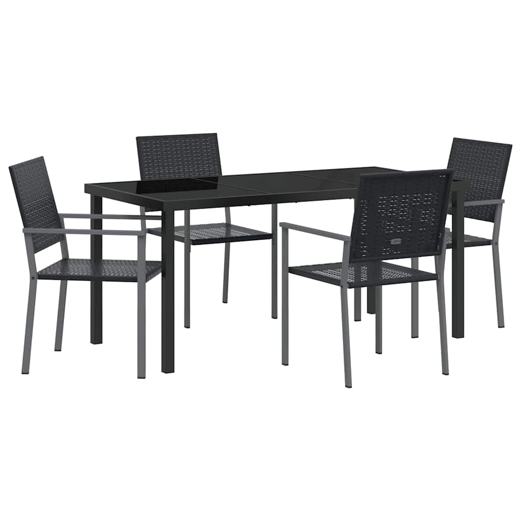 Kert étkező szett 5 pcs Fekete PE Rattan