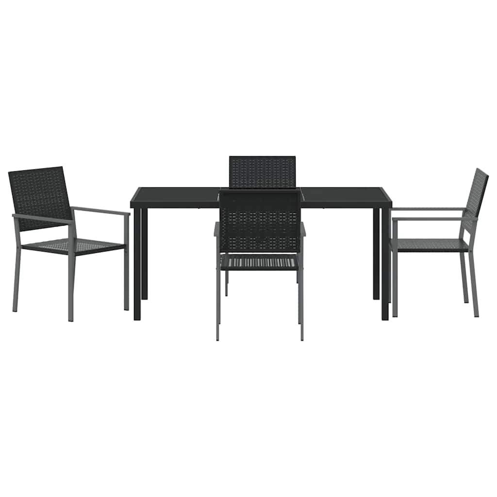 Kert étkező szett 5 pcs Fekete PE Rattan