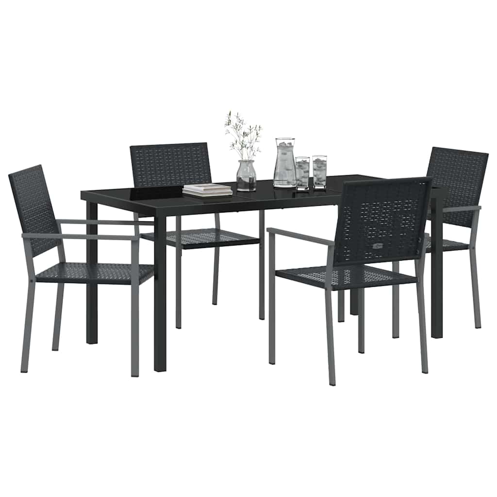 Kert étkező szett 5 pcs Fekete PE Rattan