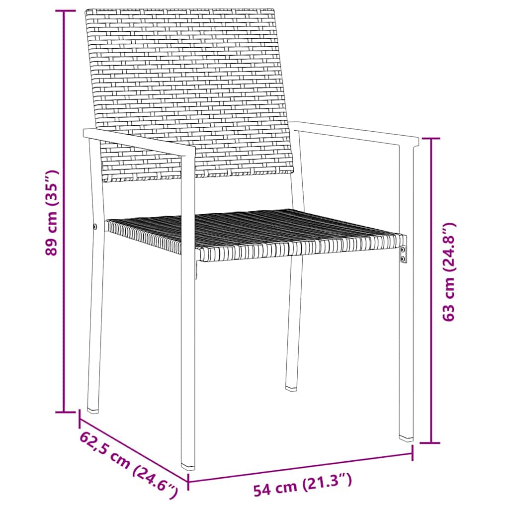 Kert étkező szett 5 pcs Fekete PE Rattan
