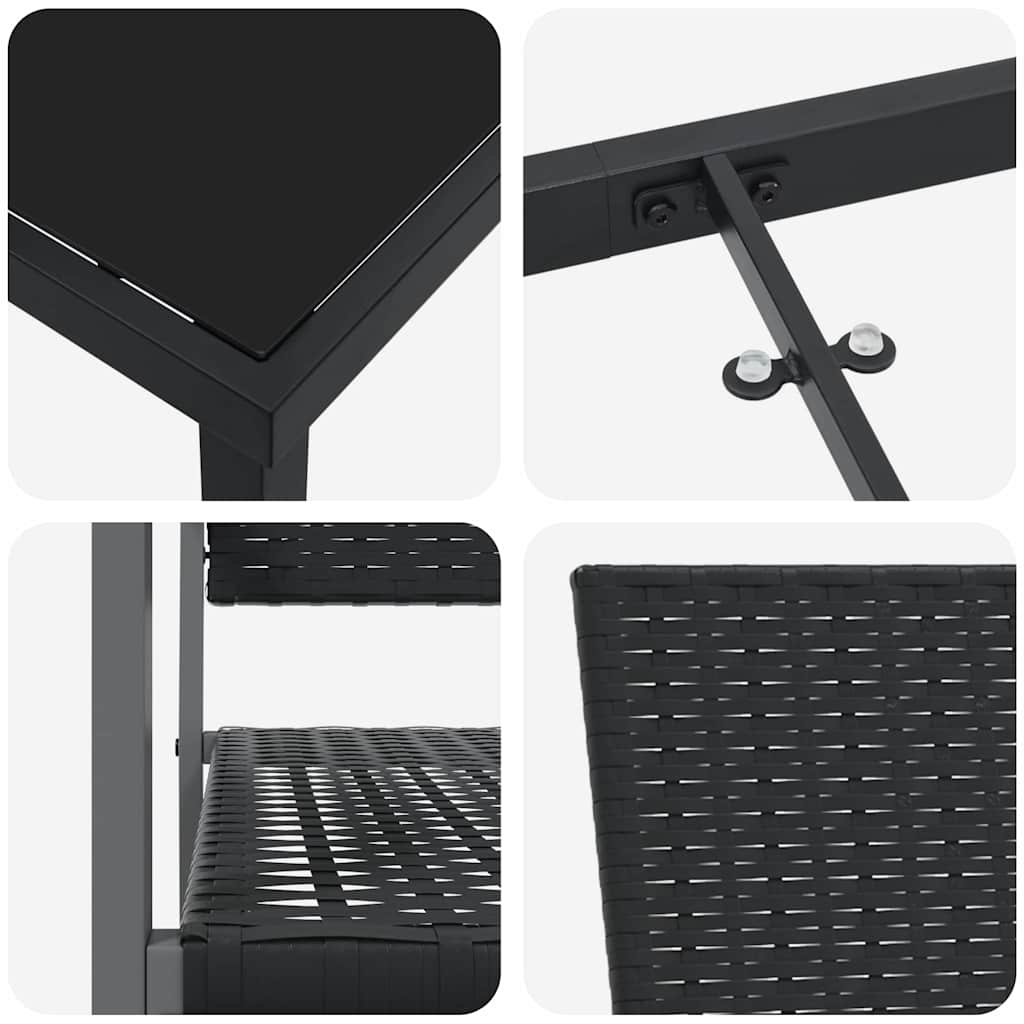 Kert étkező szett 7 pcs Fekete PE Rattan