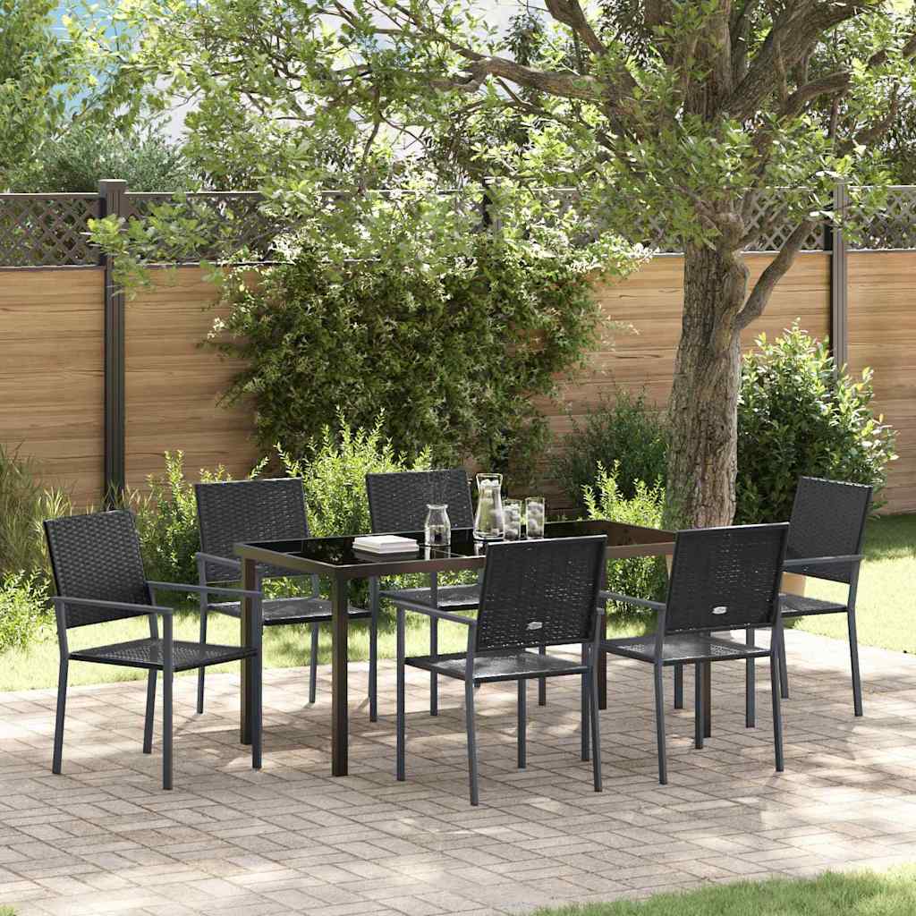 Kert étkező szett 7 pcs Fekete PE Rattan