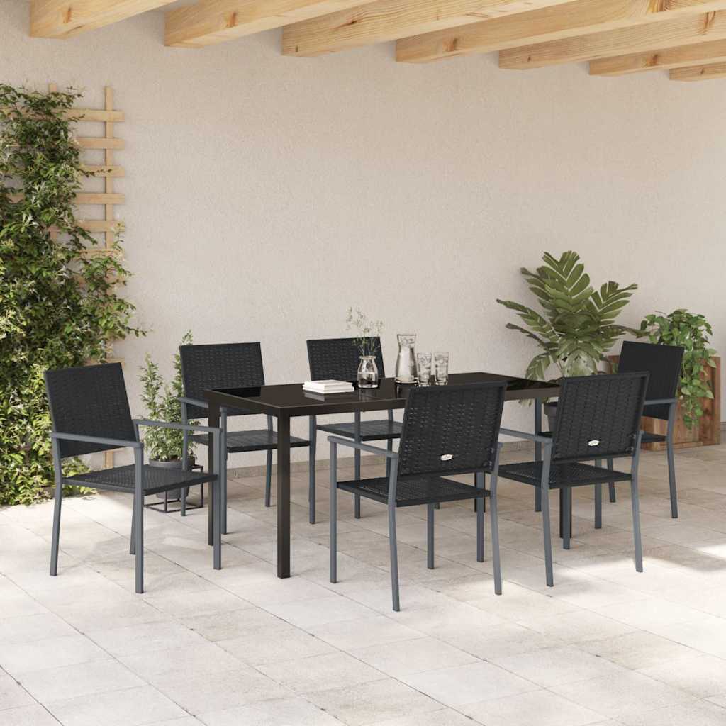 Kert étkező szett 7 pcs Fekete PE Rattan
